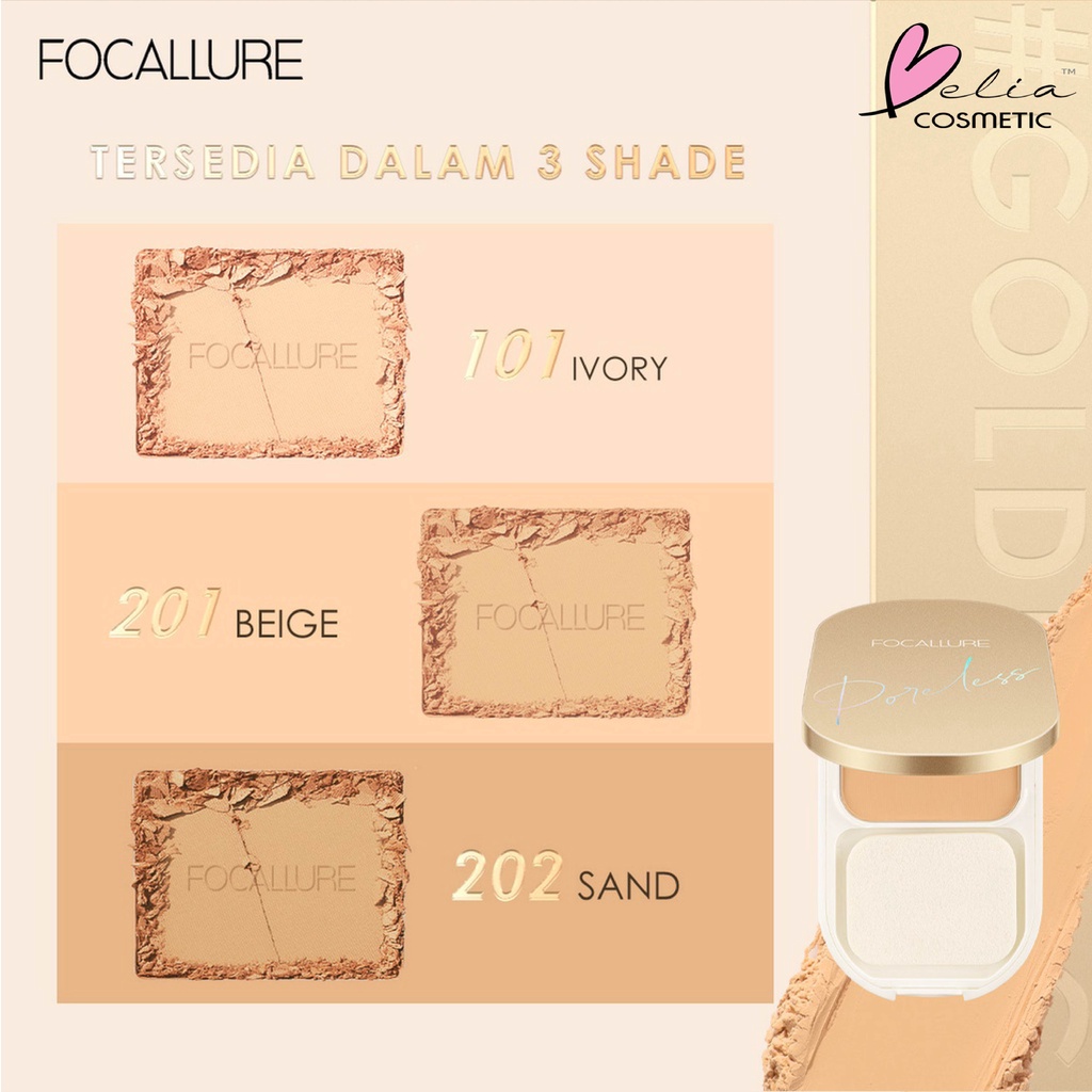 ❤ BELIA ❤ FOCALLURE Lasting Poreless Compact Powder FA206 | Powder | Bedak Padat (✔BPOM)