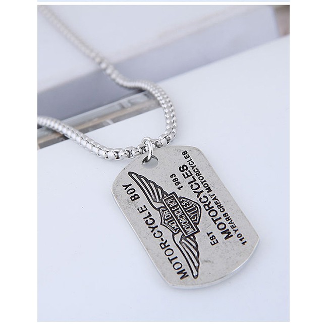 LRC Kalung Fashion Silver Metal Shield Long Necklace A57442