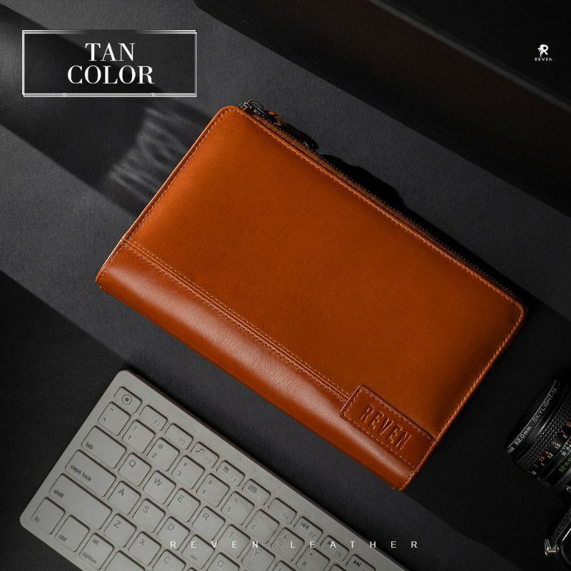 REVEN LEATHER - Handbag Pria / Tas Clutch Pria Kulit Asli  Diamante