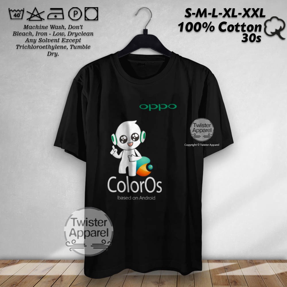 Kaos Oppo Smartphone Mascot ColorOS Baju Handphone Android Pria Wanita Cotton Combed 30s - TWA111
