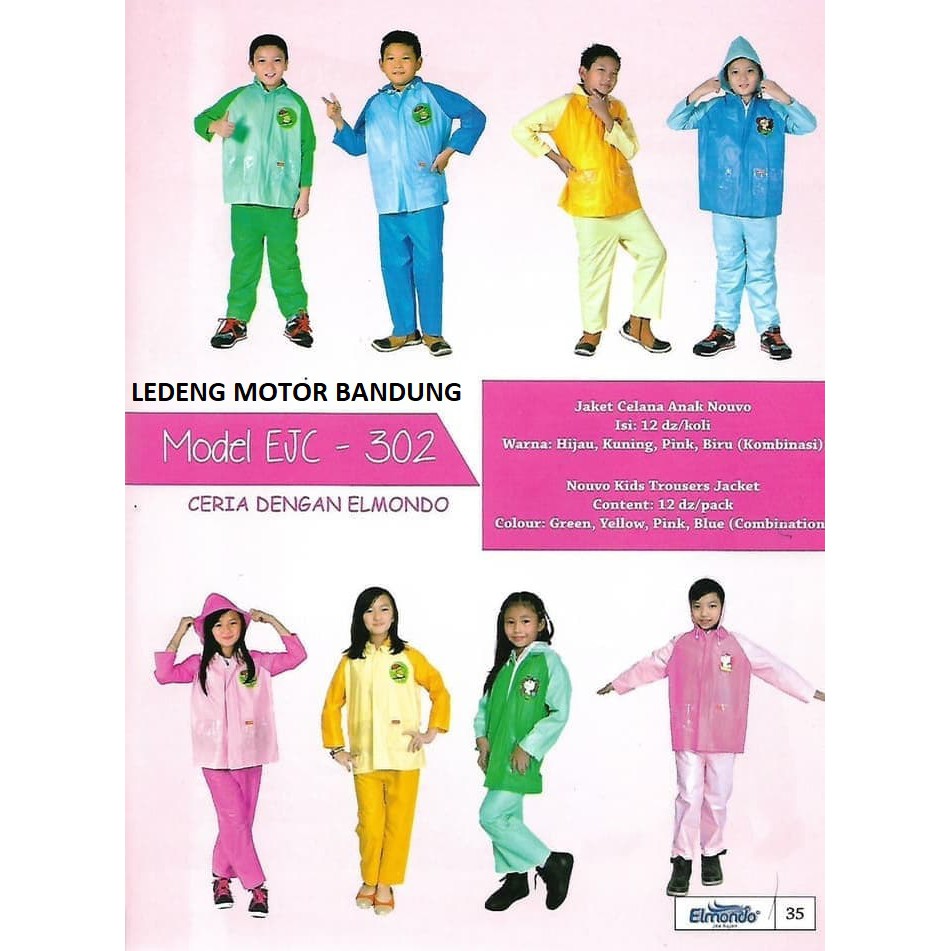 Jas Hujan Anak Jaket Celana Nouvo Raincoat Baju Stelan Elmondo 302