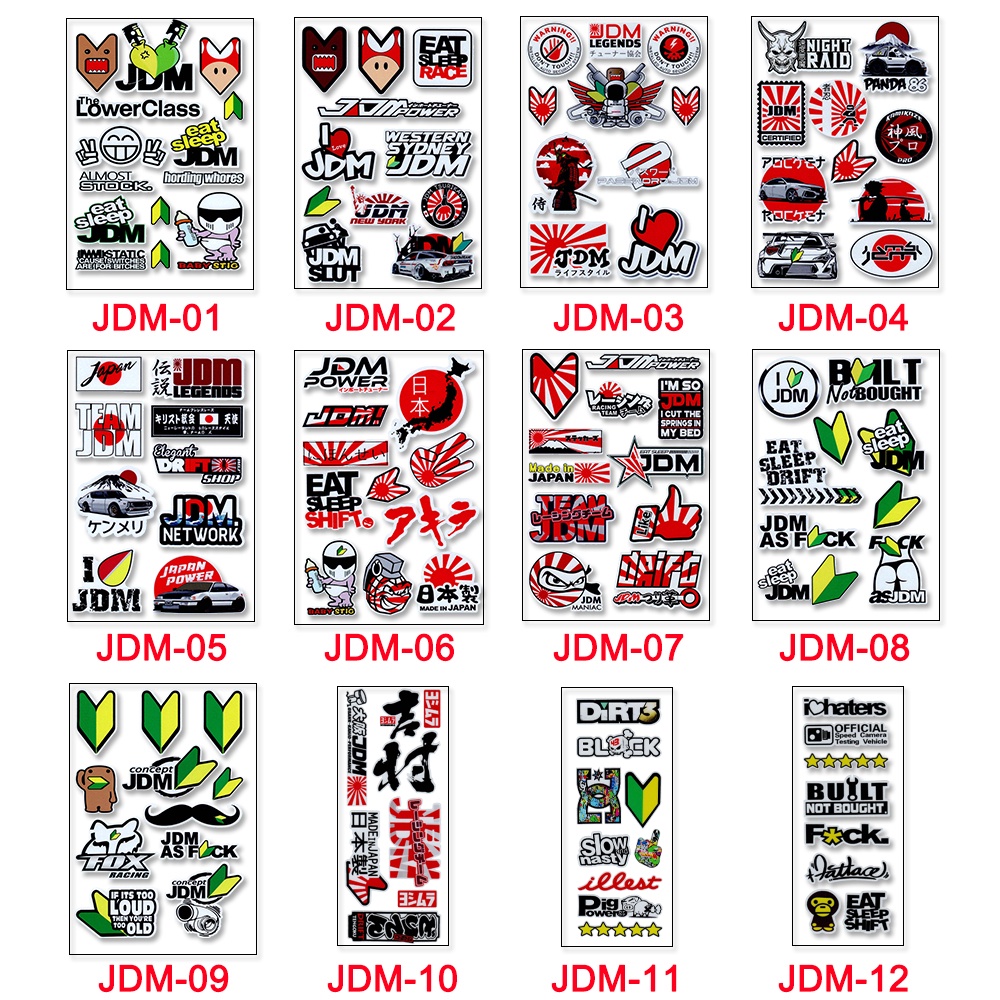 JDM Reflective Stickers Motorcycle Waterproof Racing Motorcross Decals Car Decoration