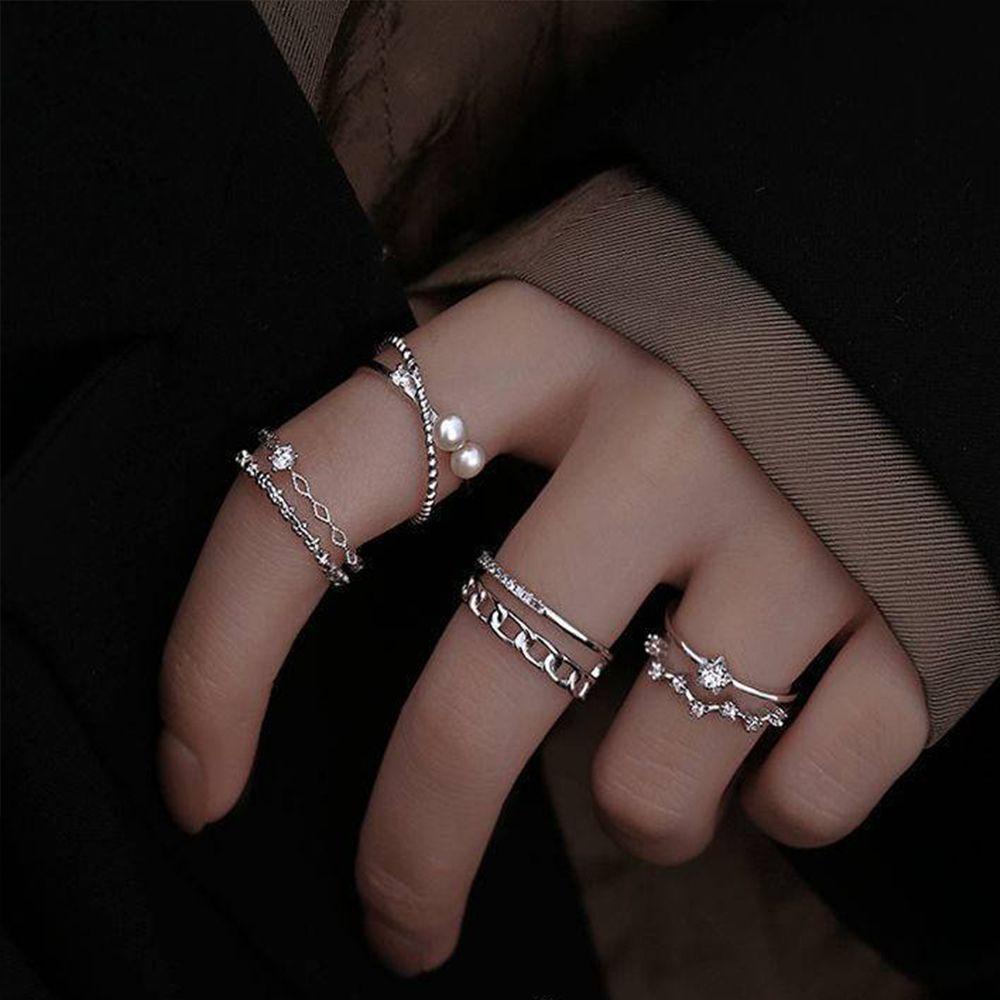 Mxbeauty Cincin Gaya Korea Gadis Ins Double-layered Minimalist Temperamen Adjustable Rings