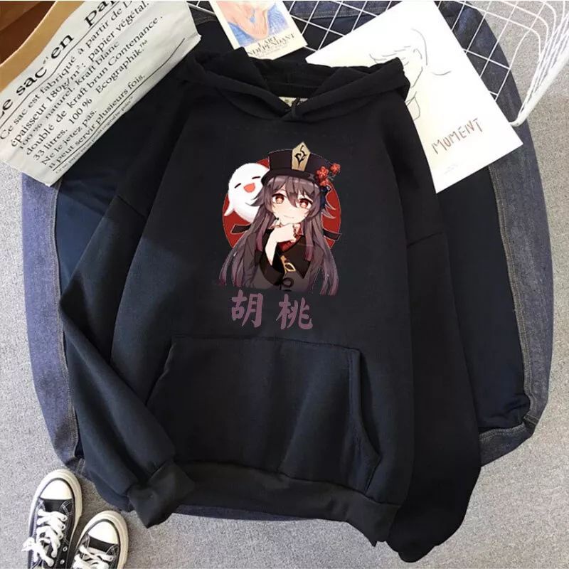 Hoodie sweater jaket Anime Hu tao pegang dagu