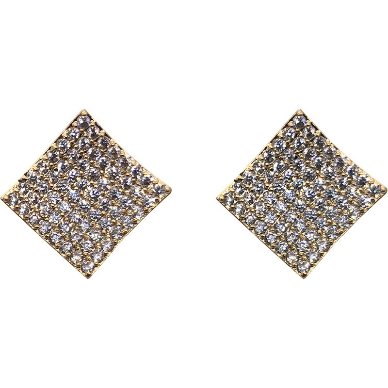 Penuh Diamond Square stud anting-anting sederhana special interest desain semua yang sesuai dengan a