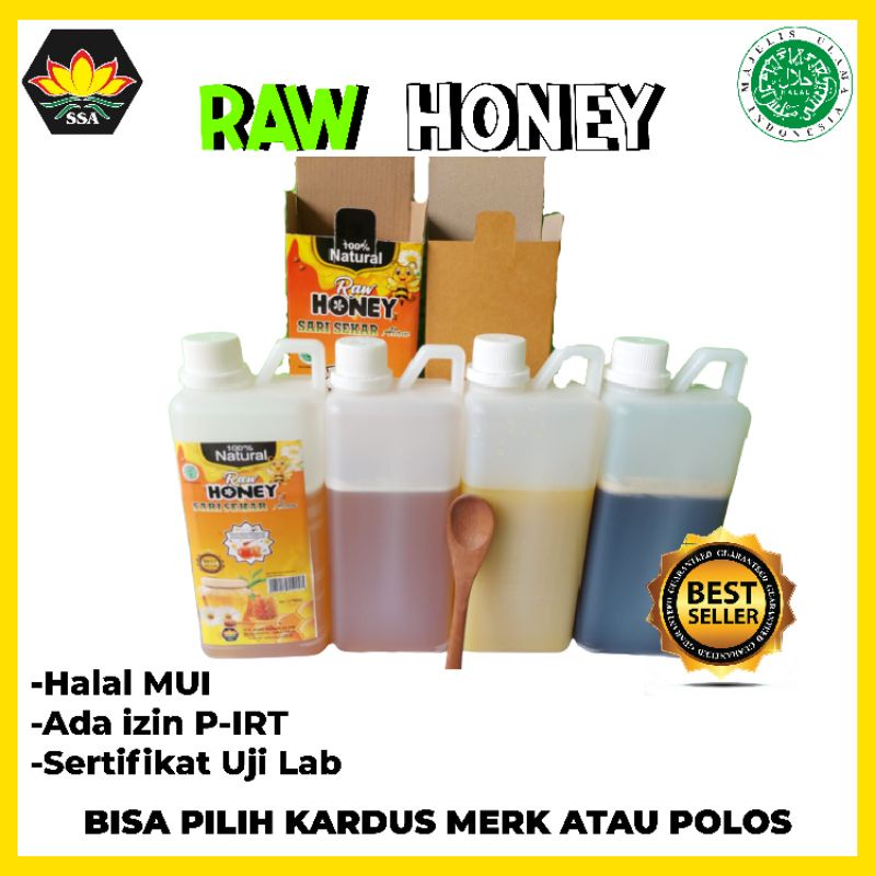 Raw honey 1 Kg Madu Murni Asli Nektar Kaliandra / Akasia / Multiflora / Mangga / Randu