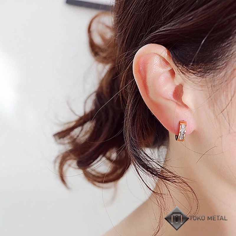 Anting Titanium Klip/Tindik Mata Untuk Wanita Anti Karat [ Toko Metal ]