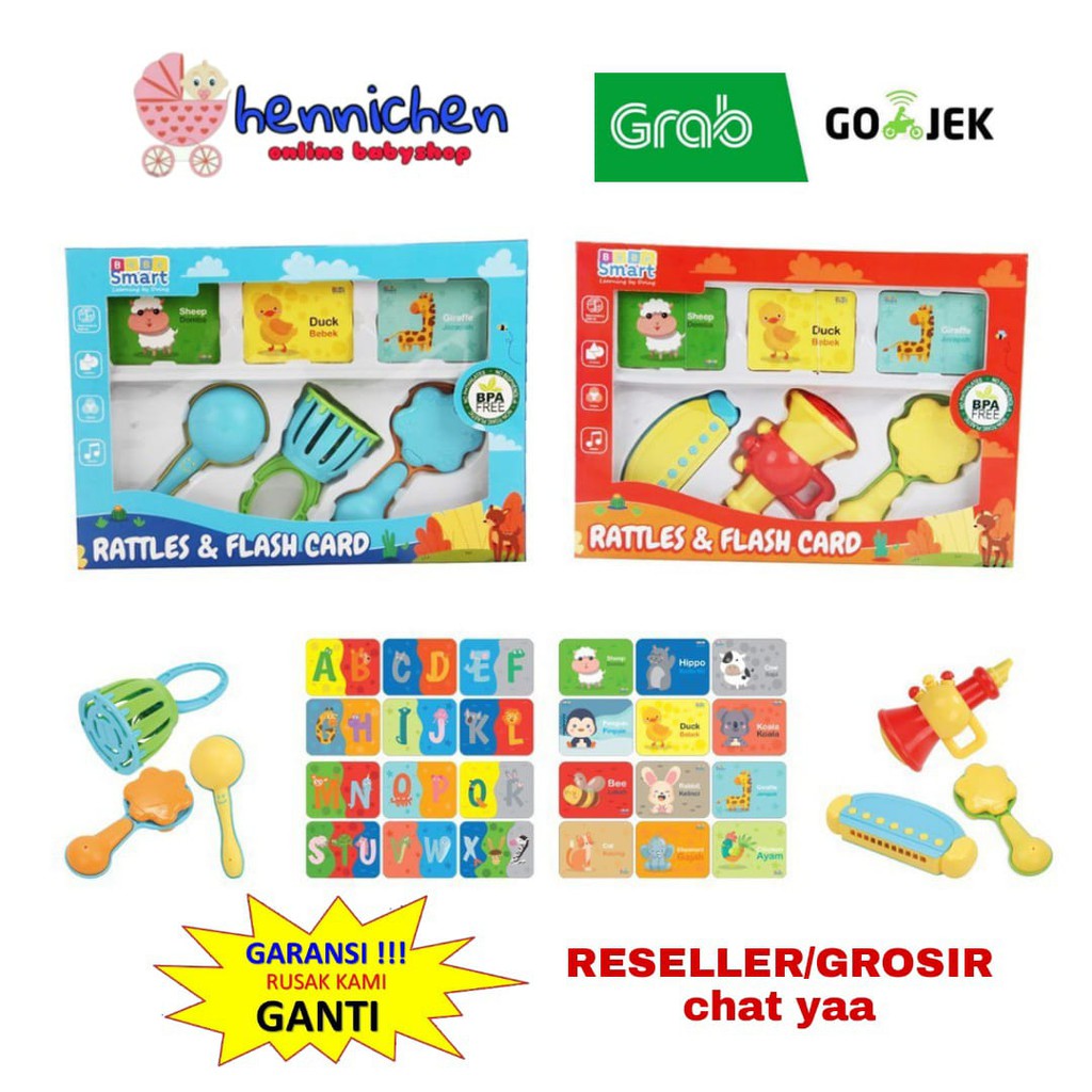 READY GOJEK GRAB Bebe Smart Rattles and Flash Card Mainan Gigitan Bayi BB SMART