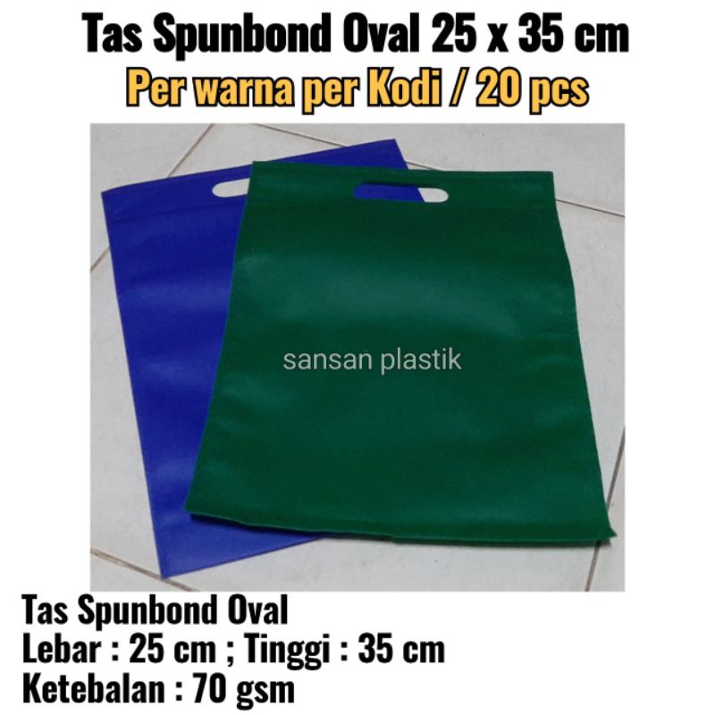 

Tas Spunbond Oval 25x35cm / Goodie bag isi 20 Pcs