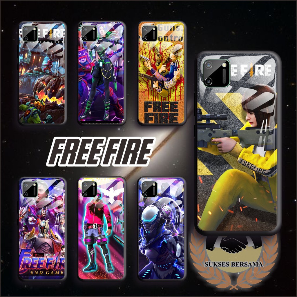 Back case glass free fire  oppo a3s a31 a7 f9 a5s a71 a83 f1s f5 f7 a91 a92 a5 a9 a10 a20 BSB8