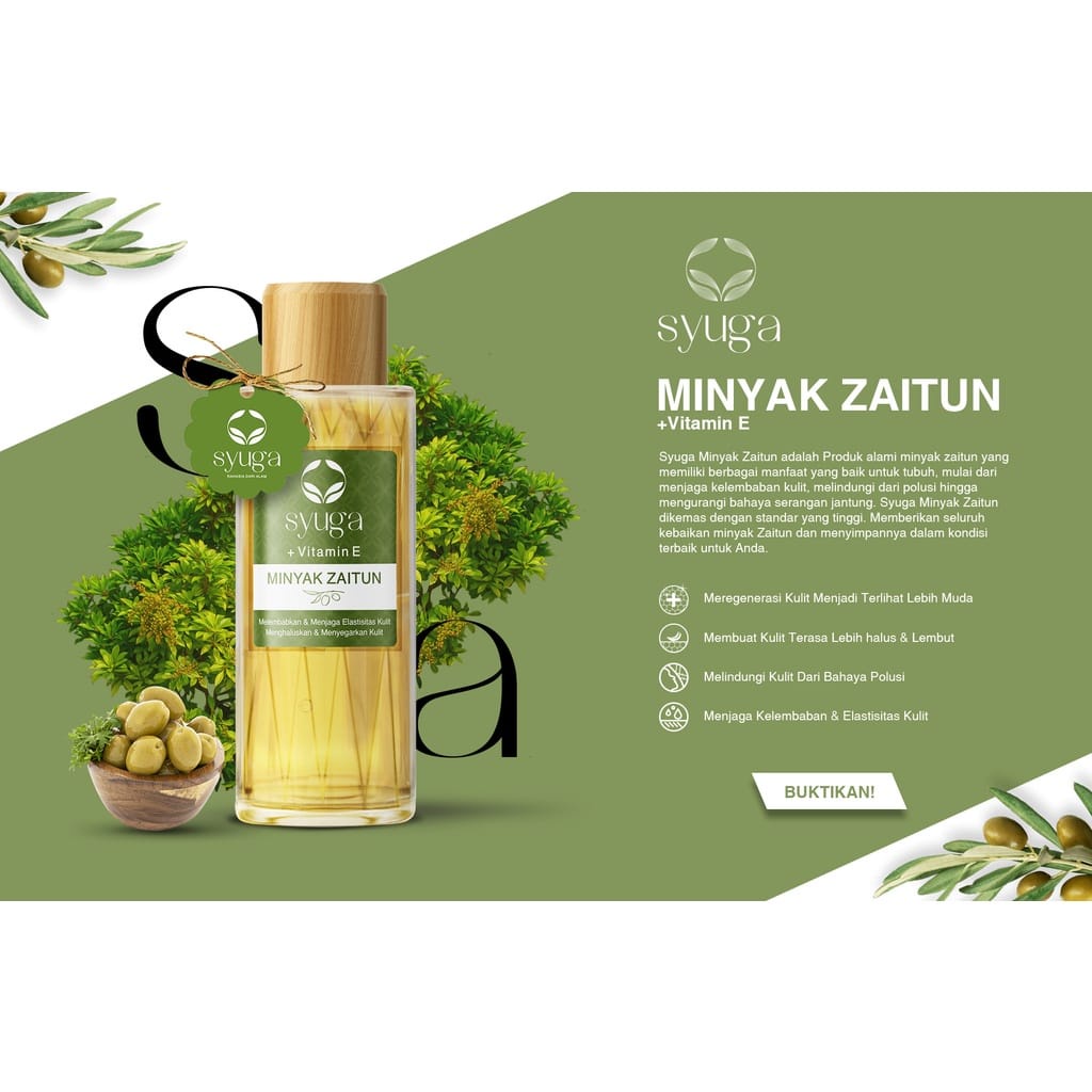 MINYAK ZAITUN SYUGA 250ML + VITAMIN E OLIVE OIL PELEMBAB BODY OIL