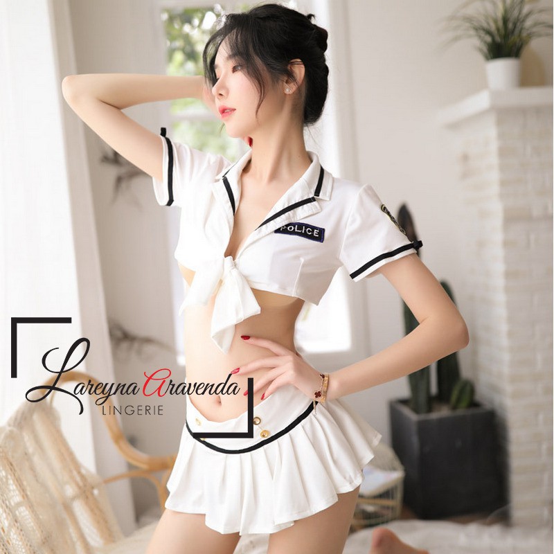 Set Lingerie Seksi &amp; Rok Model Cosplay Sexy Police LG119