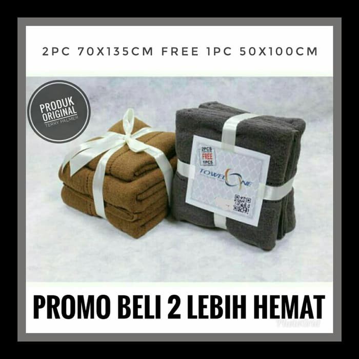 PROMO Handuk Towel One Set Abu Vs Cokelat 2 Set Lebih Hemat
