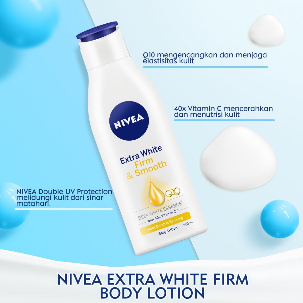 Nivea Body Lotion Extra White 200ml - NIVEA Radiant Smooth/Instant Glow/Night Nourish/Repair&amp;Protect/Intensive Moisture/Firm&amp;Smooth Original BPOM