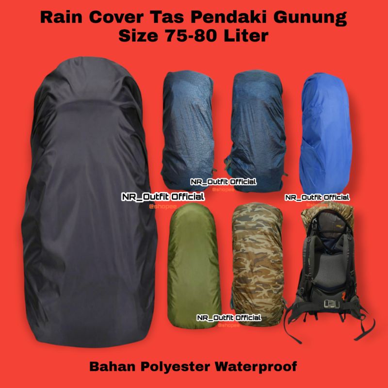 Rain Cover Bag Pendaki Gunung Size 75-80Liter Pelindung Tas Ransel Punggung Raincoat NR_Outfit