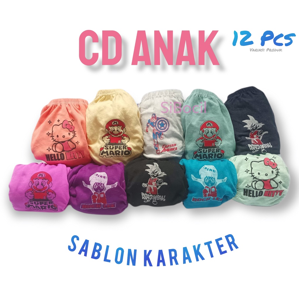 12 Pcs Celana Dalam Anak Karakter Termurah