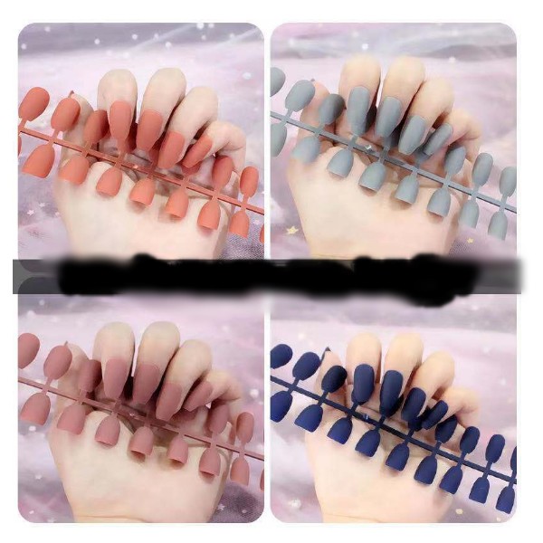 24pcs Kuku Palsu Matte doff panjang Fake Nails balerina