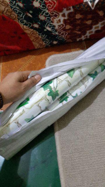 Tisyashopz - Wallpaper Sticker Uk: 45 Cm X 9.5 Meter , Batu Bata Putih W/daun