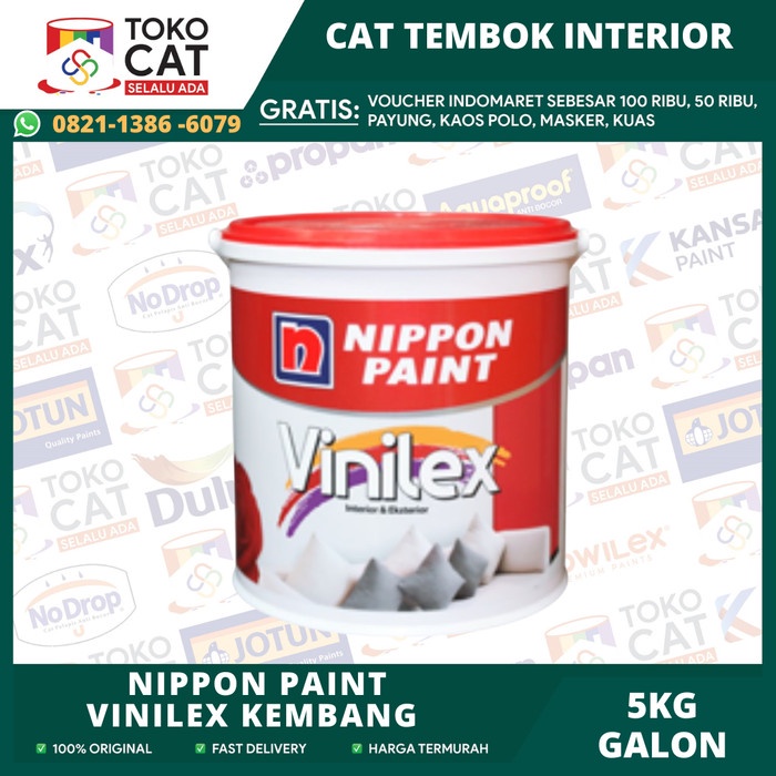 CAT TEMBOK INTERIOR NIPPON PAINT VINILEX WARNA PUTIH 5 KG GALON