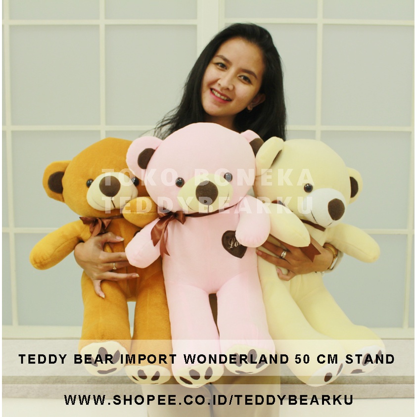 LIMITED! BONEKA BERUANG TEDDY BEAR IMPORT WONDERLAND LOVE LARGE 50 CM STAND STYLE