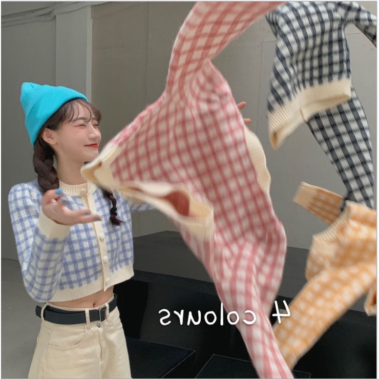 Plaid Pattern Button Front Cardigan