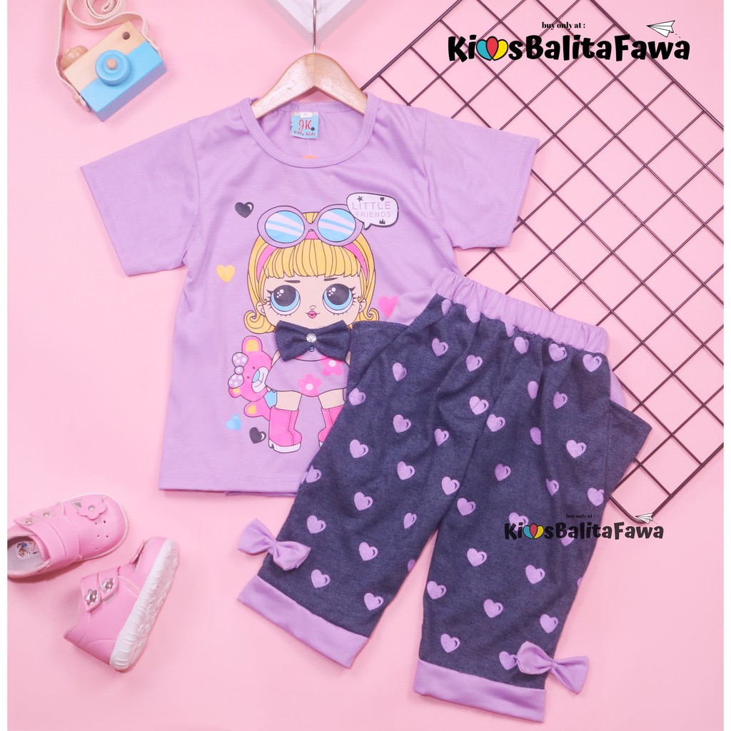 Setelan Lisa uk 1-6 Tahun / Baju Anak Perempuan Set Balita Cewek Kaos Lengan Pendek Celana Jogger babycinnamon