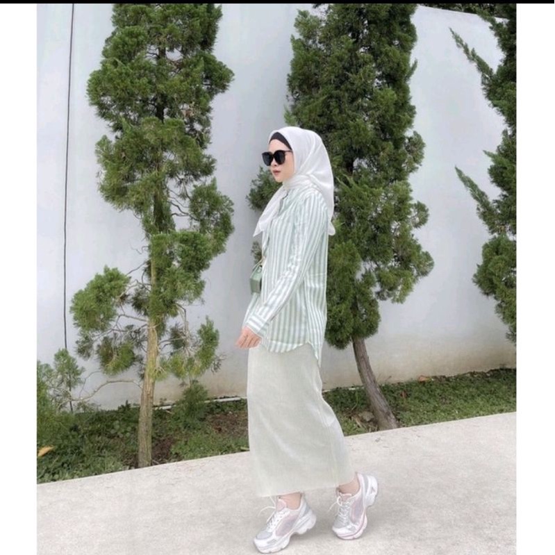 ROK RAJUT SPAN KNIT/ROK PANJANG-Putih