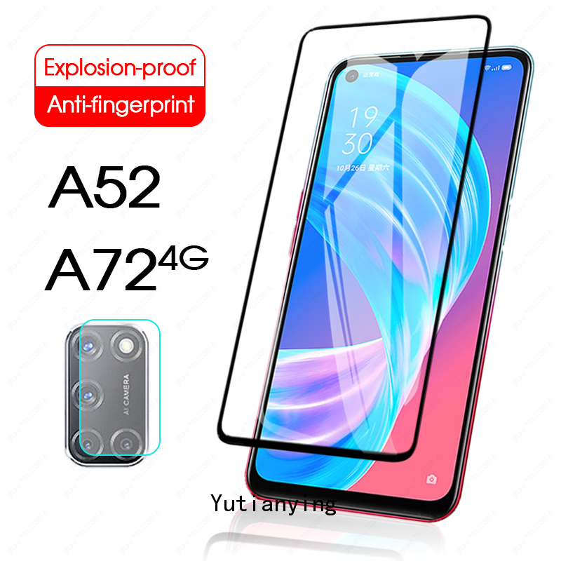 Pelindung Layar Tempered Glass 2 In 1 Untuk Oppo A15 A15S A54 Reno 5 A53 2020 Reno 4f F11 A1K A9 A5 A31 2020 Reno 4 A92 A52 A7 A12 A5S A3S A12E A37 F9 9d