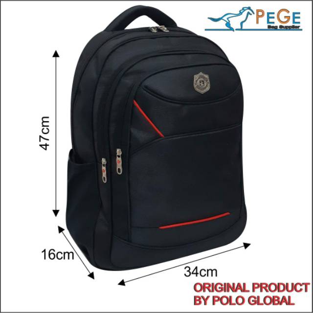 PG 9714 - Tas Ransel Laptop Punggung Polo Bahan Waterproof Tebal Pria Wanita Unisex Ukuran 18Inch