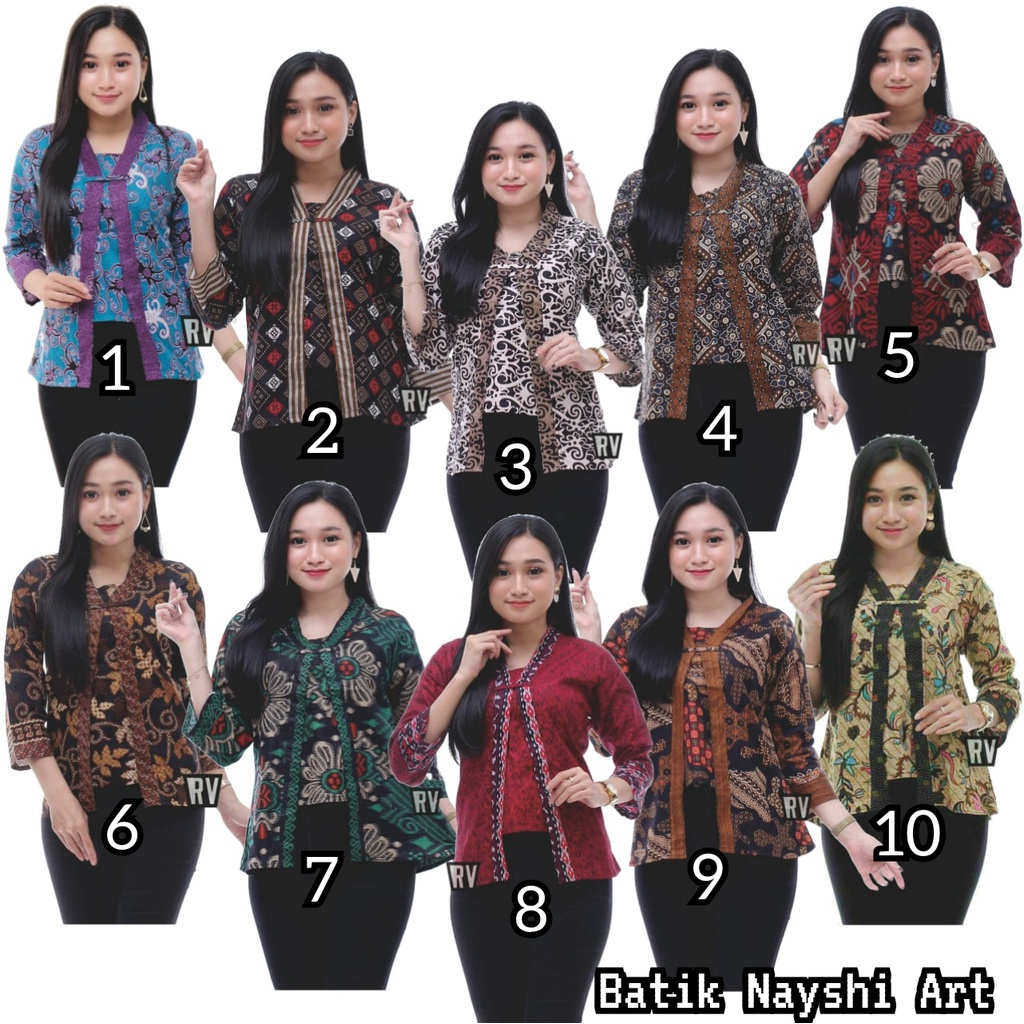 GROSIR BLOUSE ATASAN BATIK WANITA BLUS BATIK BOLERO LONCENG MOTIF BLARAK PANCAL BATIK SERAGAM