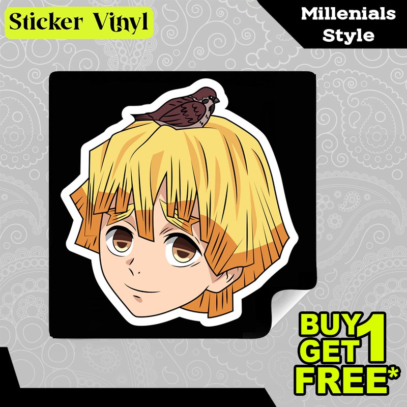 

Stiker Sticker Demon Slayer Zenitsu Agatsuma Karakter Anime Jepang Aesthetic Bahan Vinyl Satuan Anti Air