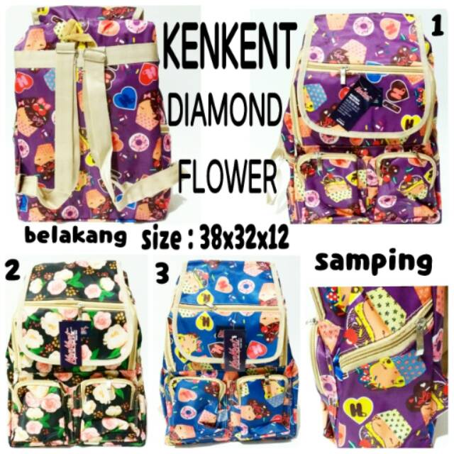 Tas ransel wanita Kenkent Diamond Flower tas punggung terbaru dan termurah