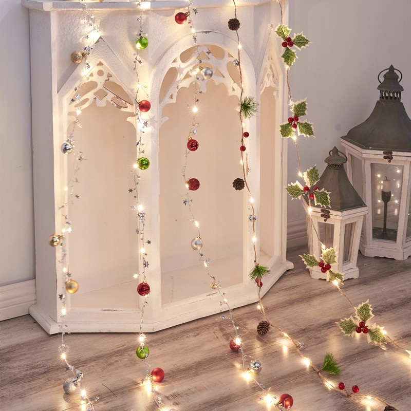 2m String Cahaya Hangat Bulat Dengan Bell Xmas LED Lampu String Hias Tenaga Baterai Starry Fairy Light