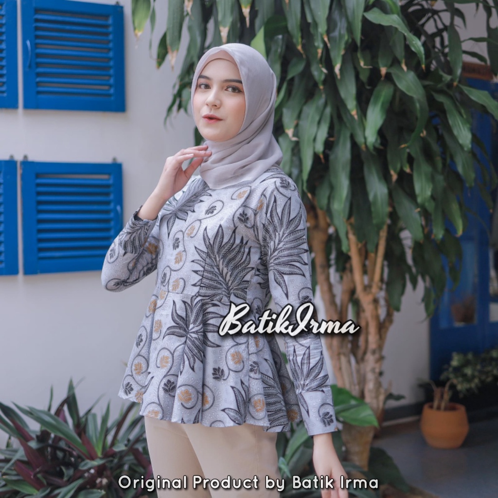 Atasan batik wanita terbaru lengan panjang blouse peplum BATIK IRMA