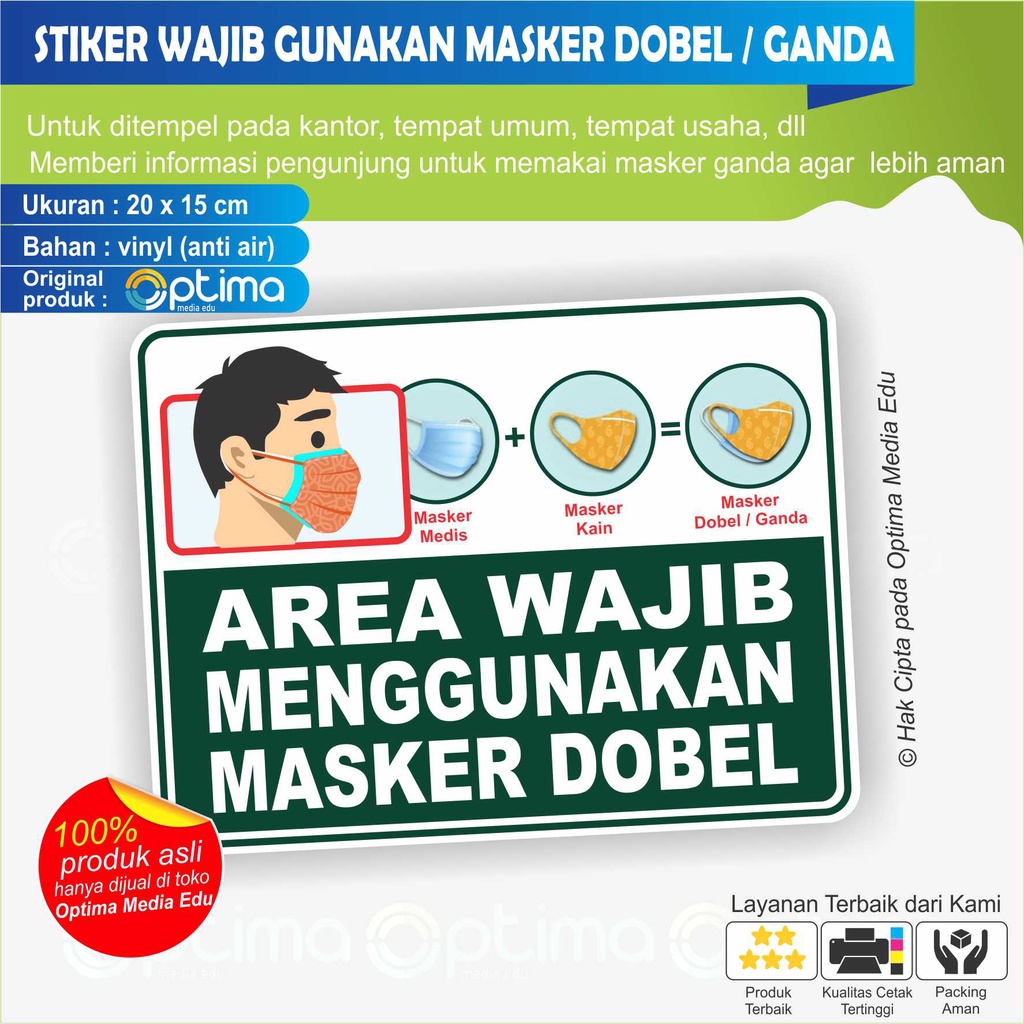 

STIKER AREA WAJIB PAKAI / MENGGUNAKAN MASKER DOBEL / GANDA