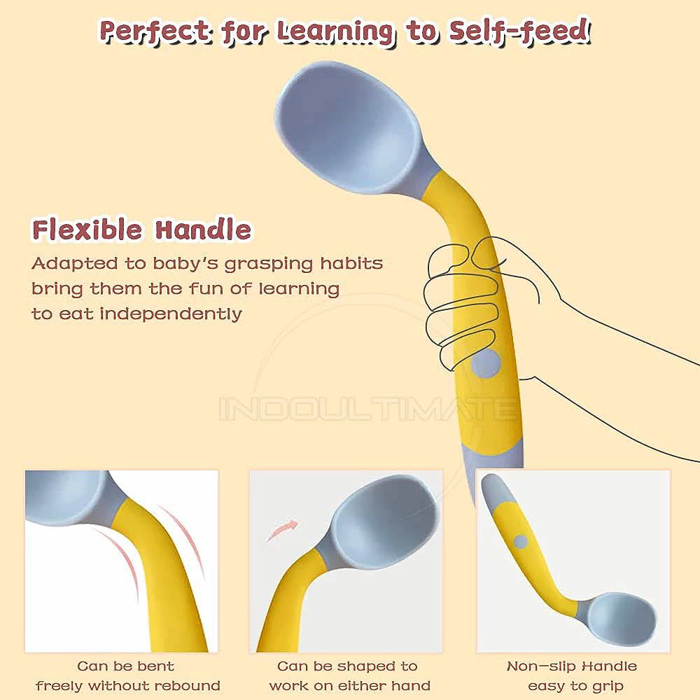 2in1 Sendok + Garpu Makan Anak Bayi Sendok Makan Elastis Sendok Silicone Sendok Garpu Silikon SDB-04