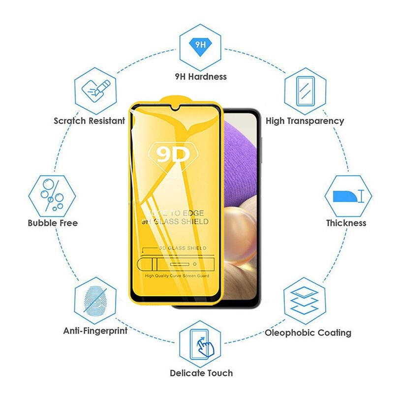 Tempered Glass Kaca Full HD For Samsung Galaxy A54 A50s A50 - A34 A30s - A24 - A14 - A04s A04e A03s 4G 5G - Anti Gores Kaca Full Lem