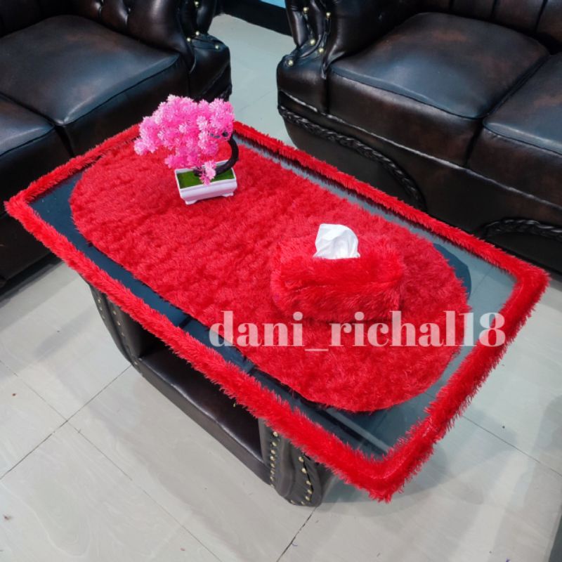 Taplak Meja Kaca Ruang Tamu / Taplak+Bando+Tisu / Bando Kaca Meja Ruang Tamu