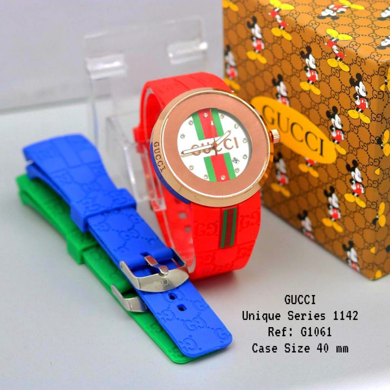 Jam Tangan Analog Wanita Gucci Unique Series 1142 Free Sepasang Tali