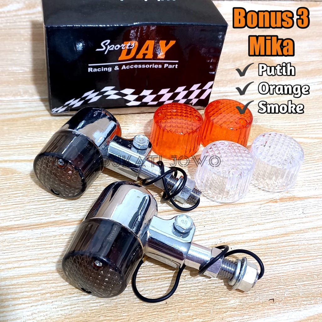 SEIN RITING BULAT PALU LAMPU SEIN RETENG 2pcs SET KANAN KIRI CHROME 3 MIKA SMOKE  CB GL MEGAPRO TIGER