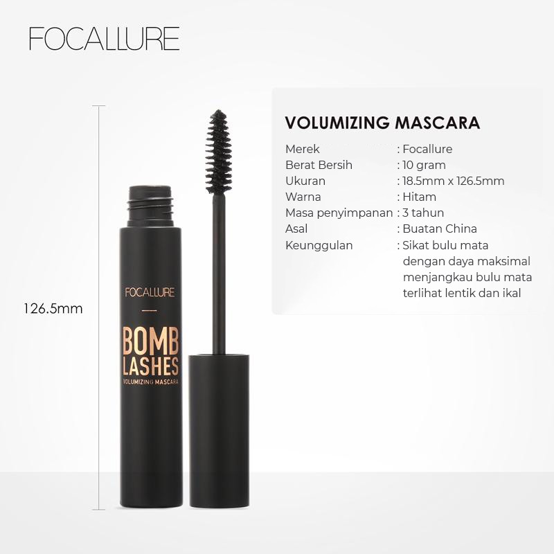 FOCALLURE Bomb Lashes Volumizing Mascara Kosmetik Mata (100% Original, BPOM Certified)