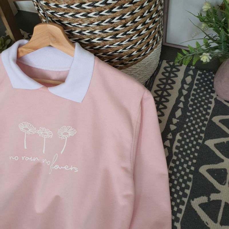 GSC - SWEATER OVERSIZE NO RAIN NO FLOWER / SWEATER WANITA TERBARU KERAH