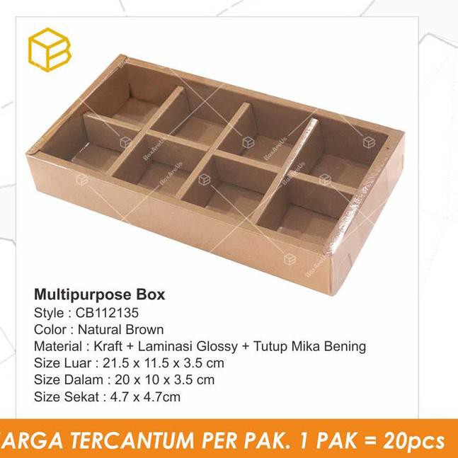 

ISTIMEWA!>-675 Cake Box / Dus Kue Tart Pie / Mochi Packaging Sekat Mika - CB112135 - Cokelat