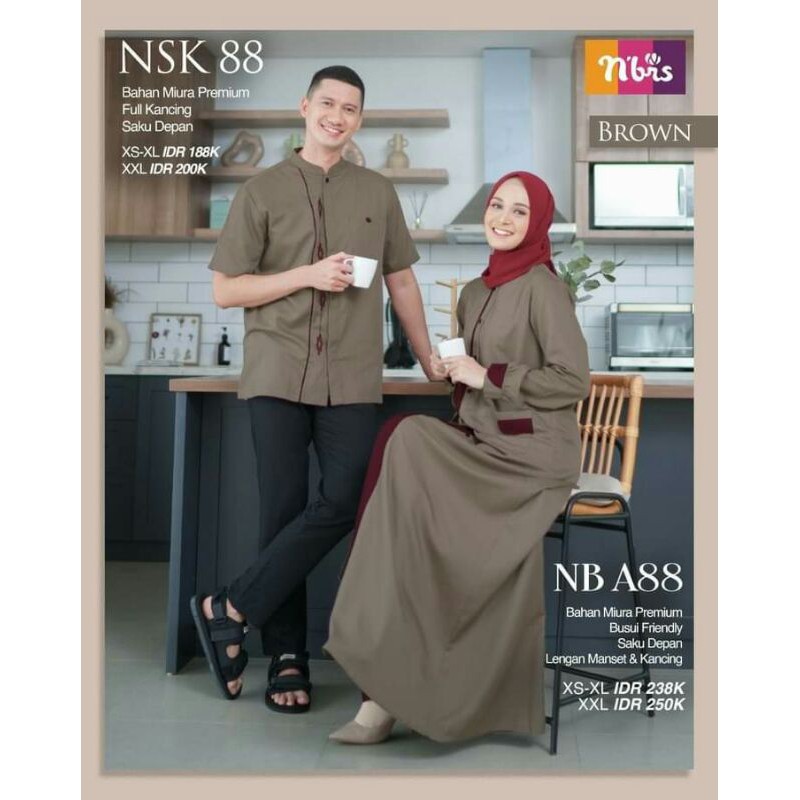 SARIMBIT COUPLE NIBRAS TERBARU GAMIS NIBRAS NB A88 BROWN