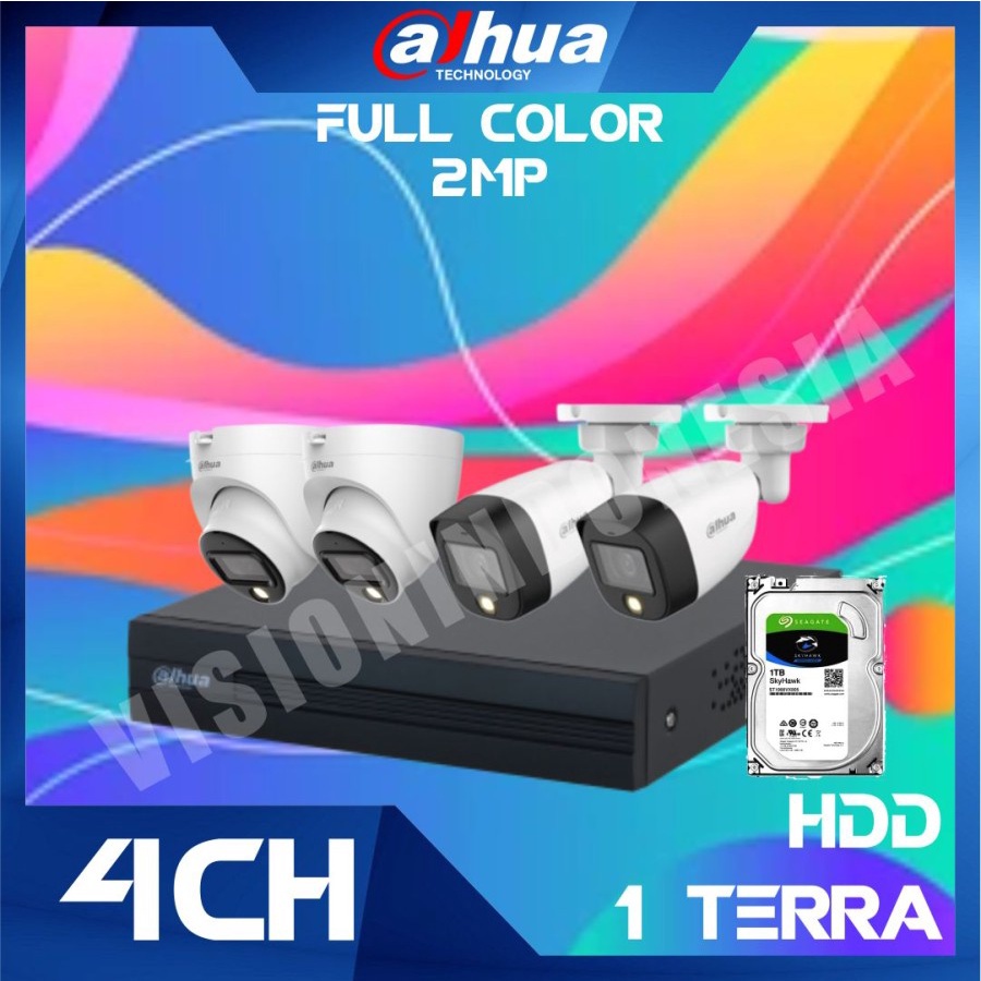 PAKET CCTV DAHUA 2MP COLORVU 4 KAMERA HDD 1TB SIAP PASANG