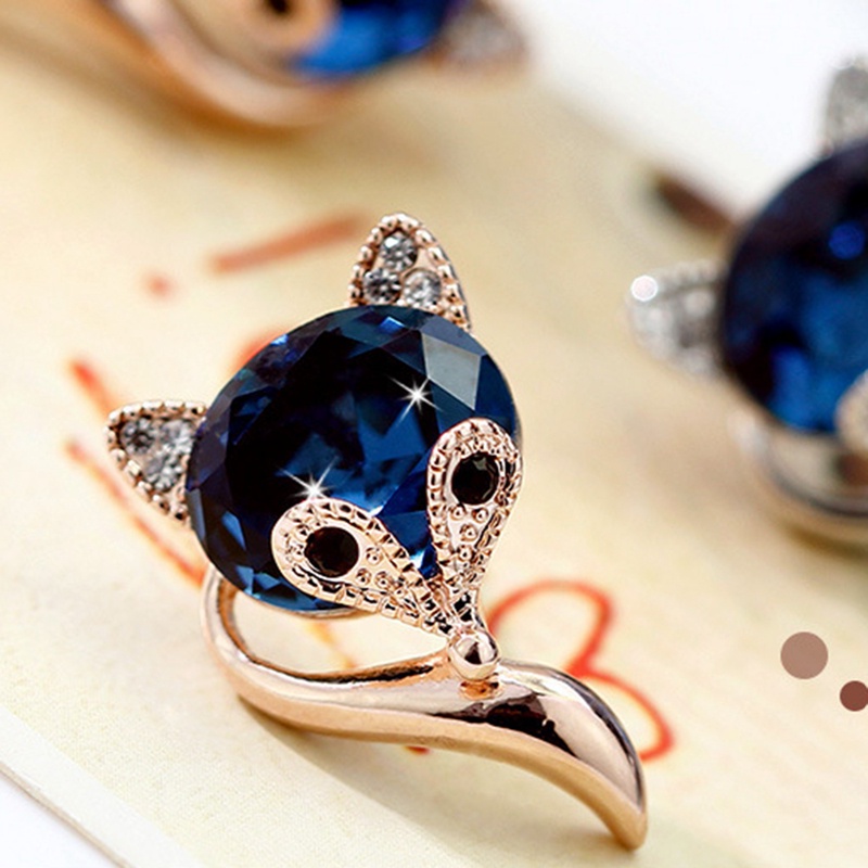 Anting Tusuk Gantung Desain Rubah Hias Kristalzircon High Quality Untuk Wanita