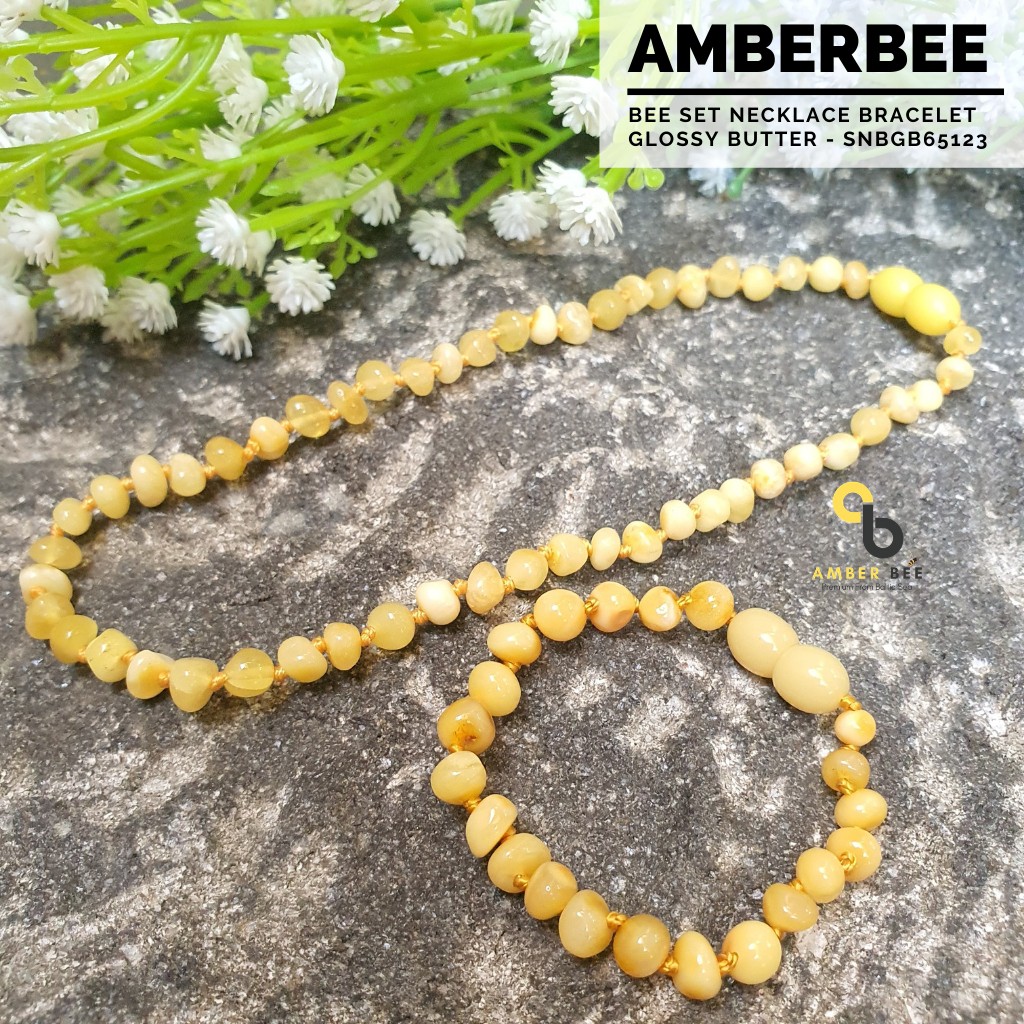 Set Kalung Gelang Amber Baltic Anak Premium Glossy Butter SNBGB65123 By Amber Bee