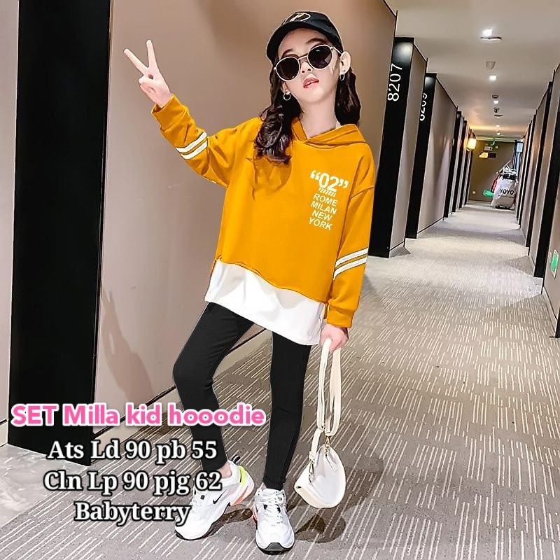 SET Milla kid hoodie 319 GA SETELAN HOODIE ANAK PEREMPUAN SET ANAK REMAJA CEWEK