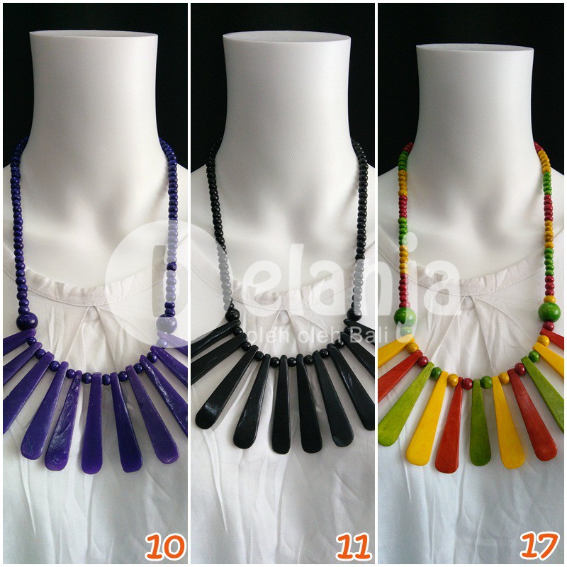 Kalung Kayu Resin Kipas Jari Kecil (ext) kalung hiasan leher oleh oleh bali