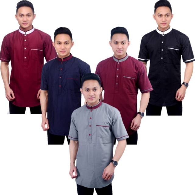 DT OLLSHOP - Baju Koko Pria Lengan Pendek / Baju Kurta Muslim Cowok